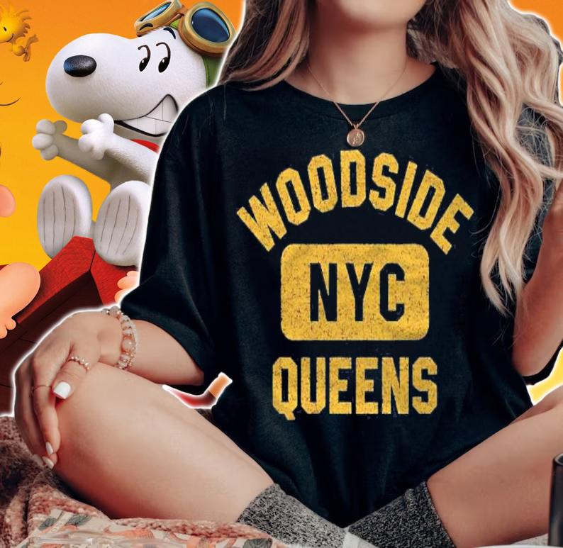 Woodside Queens Nyc Gym Style Distressed Amber Print Shirt t-shirt