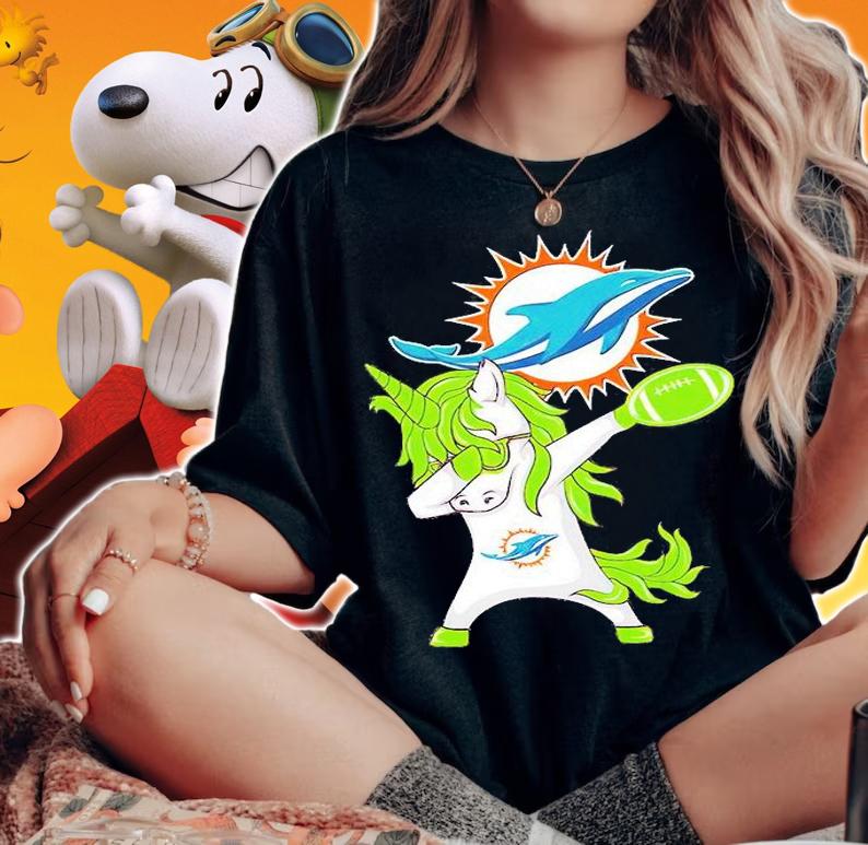 Miami Dolphins Unicorn Dabbing St Patrick's Day T-Shirt t-shirt woman shirt