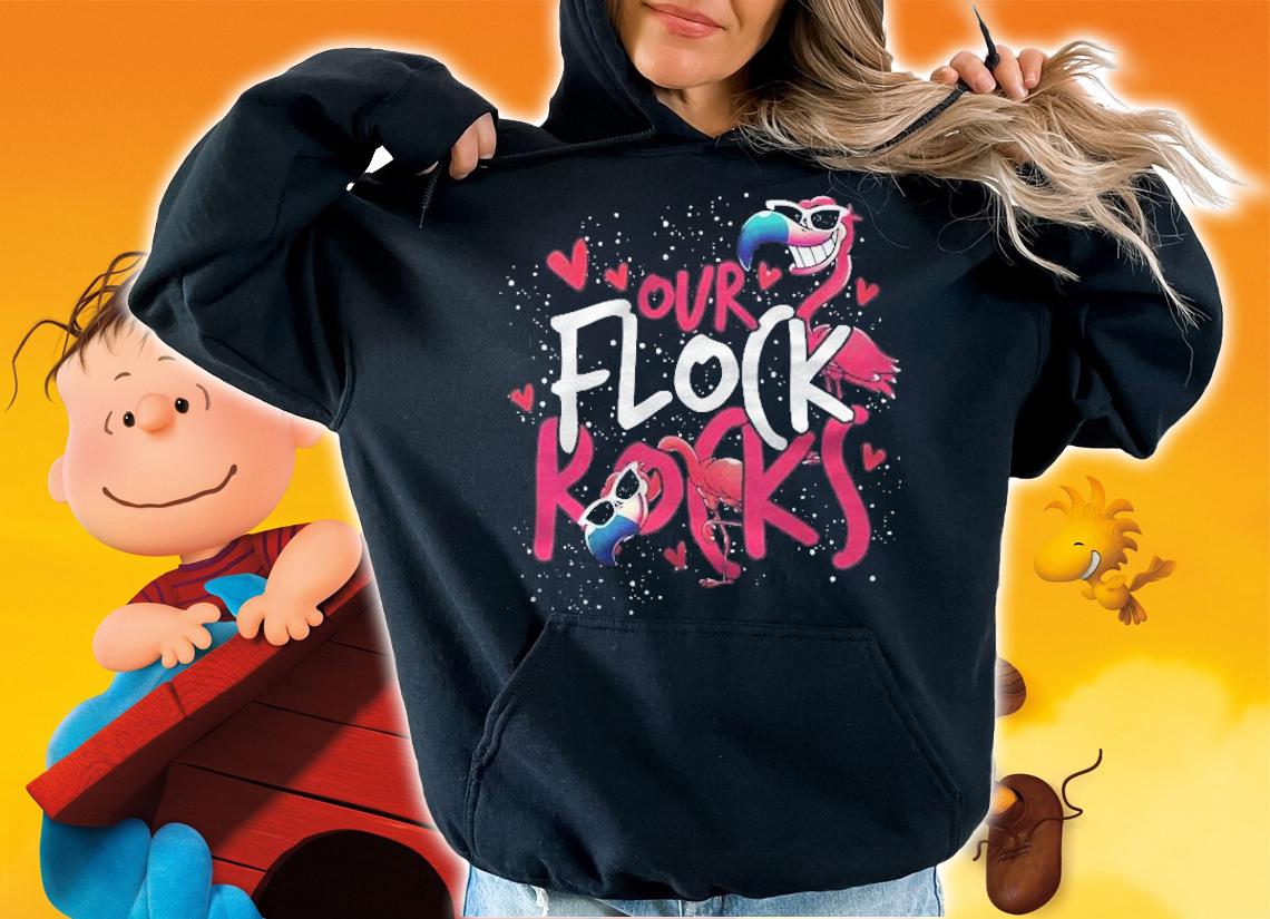 Womens Our Flock Rocks Flamingo Shirt t-shirt