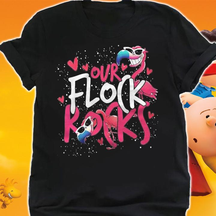 Womens Our Flock Rocks Flamingo Shirt t-shirt