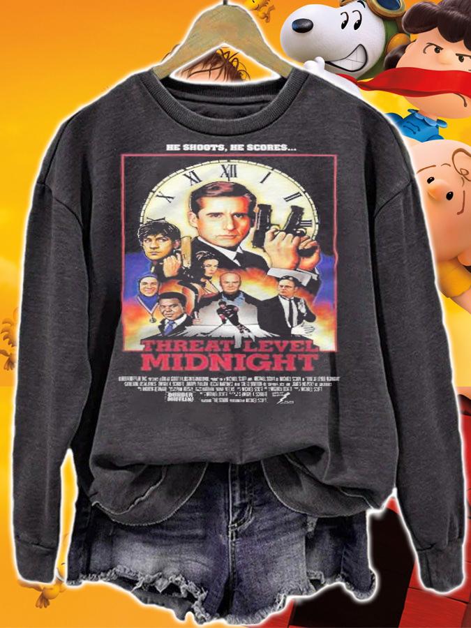 He shoots he scores Threat Level Midnight poster T-shirt t-shirt sweatshirt