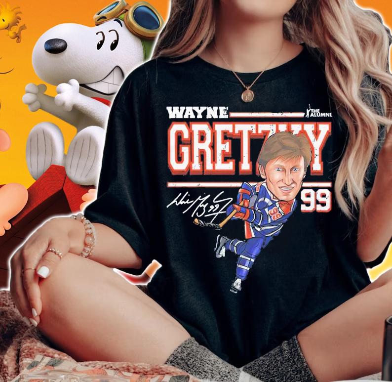 Wayne Gretzky Edmonton Cartoon Hockey Shirt t-shirt woman shirt