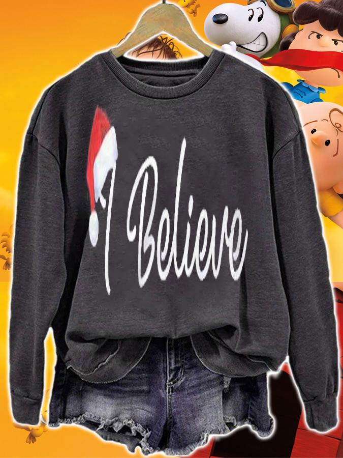I Believe Cute Santa Hat Christmas Believe In Santa Shirt t-shirt sweatshirt