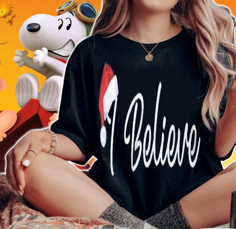 I Believe Cute Santa Hat Christmas Believe In Santa Shirt t-shirt woman shirt