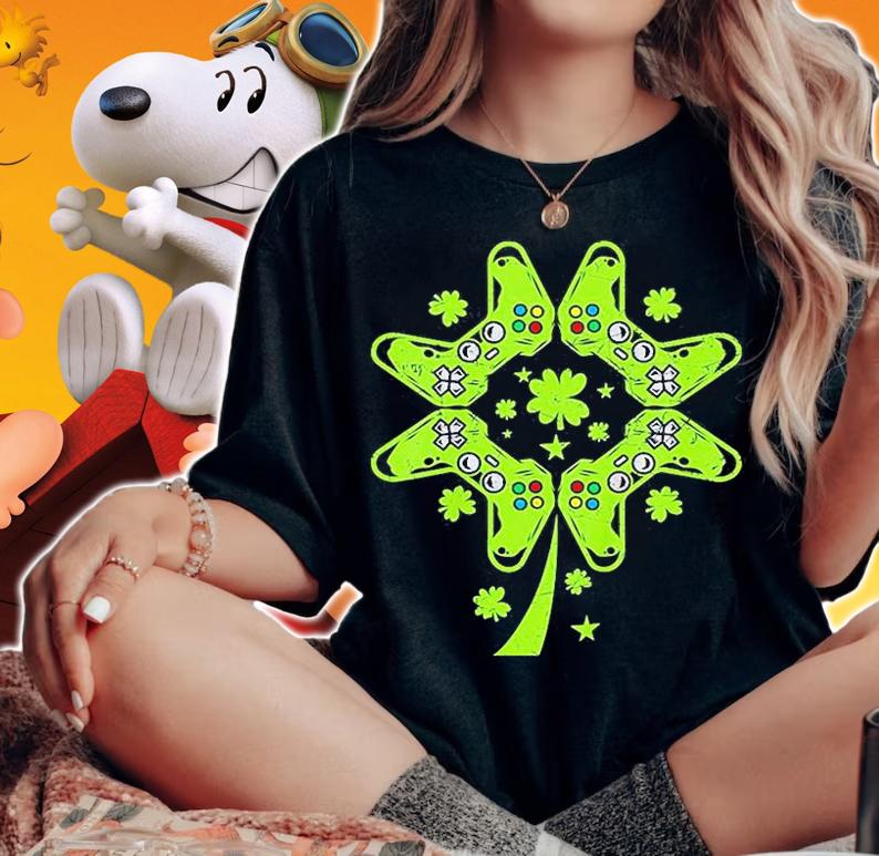 Video Game Gamer Shamrock St Patrick's Day T-Shirt t-shirt
