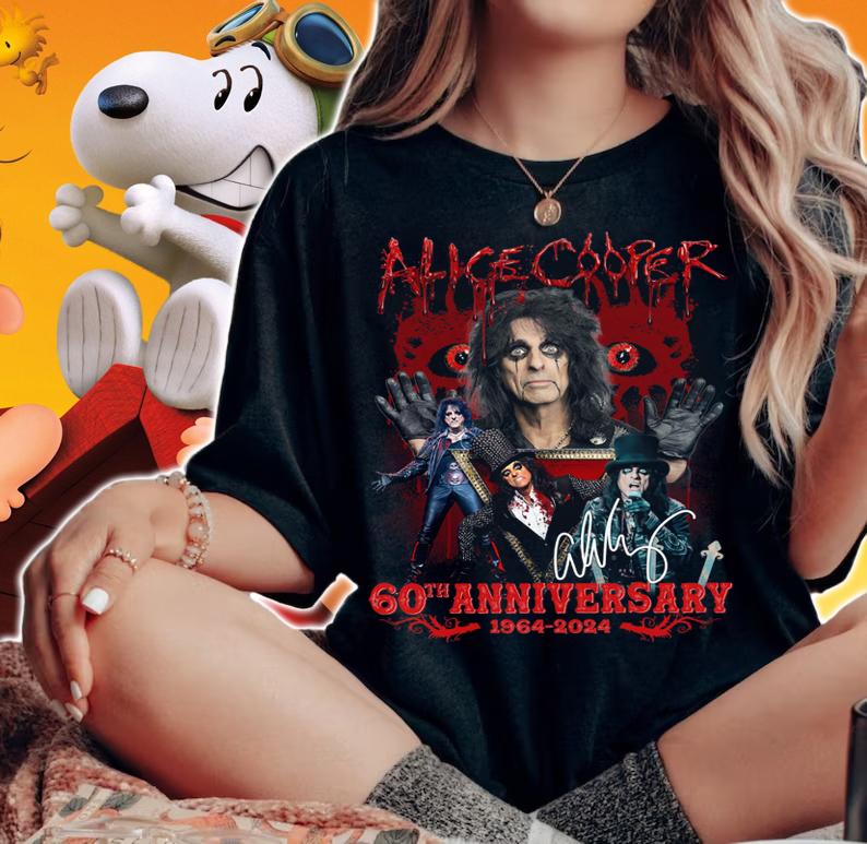 Alice Cooper 60th Anniversary 1964-2024 Signature t-shirt woman shirt