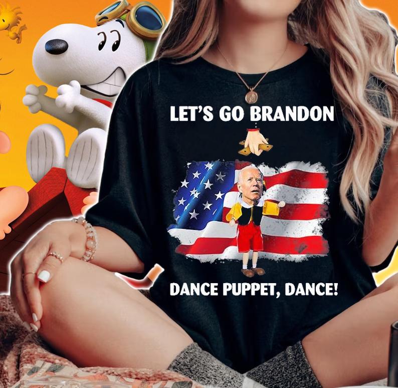 Lets Go Funny Biden Puppet USA Flag Conservative T-Shirt t-shirt woman shirt