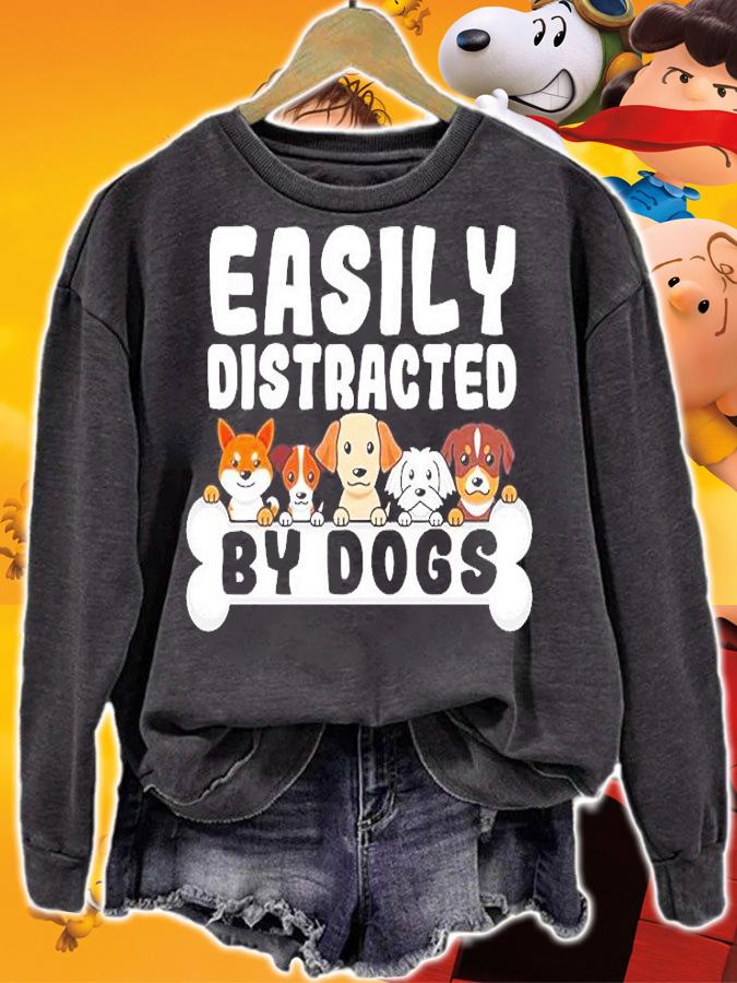 Easily Distracted By Dogs Funny Dog Cute Puppies T-Shirt t-shirt sweatshirt