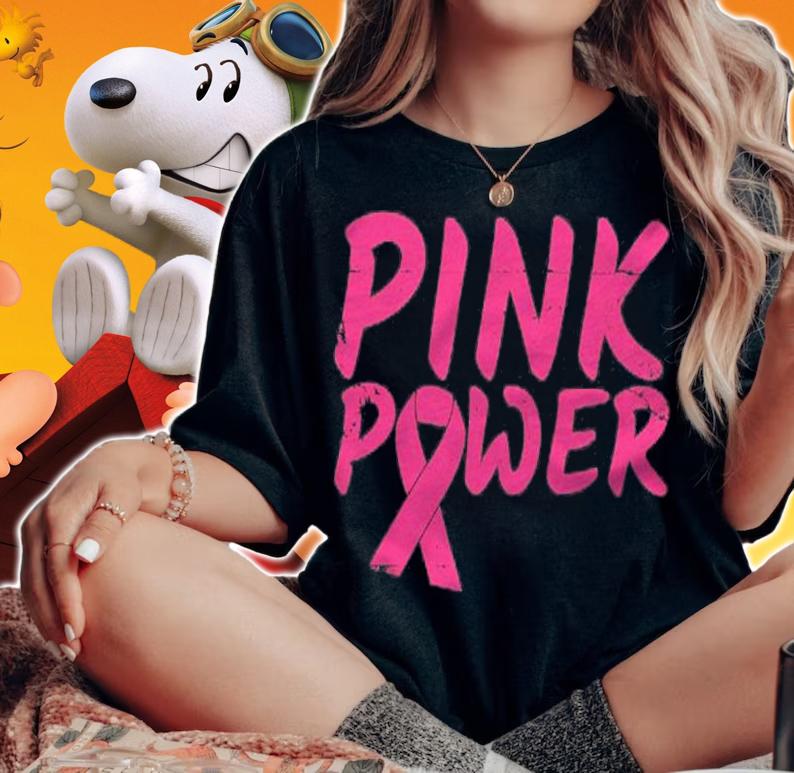 Pink Power Pink Ribbon Breast Cancer Awareness Month Shirt t-shirt woman shirt