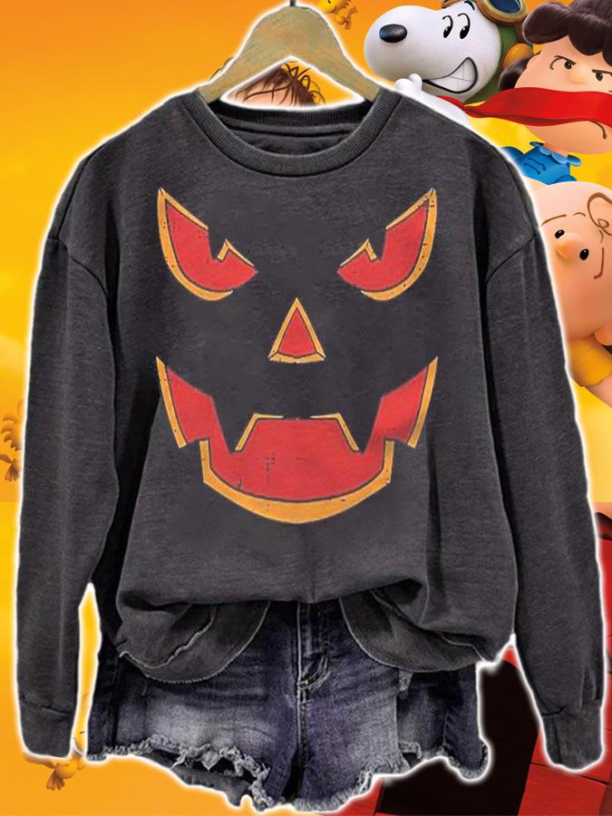 Scary Pumpkin Face Jack O Lantern Halloween Men Women Kids Shirt t-shirt sweatshirt
