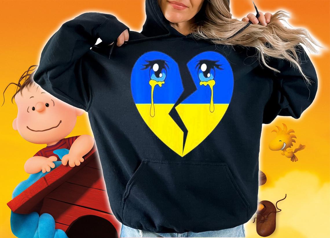 Ukraine flag crying tears for ukrainian heart shirt t-shirt hoodie