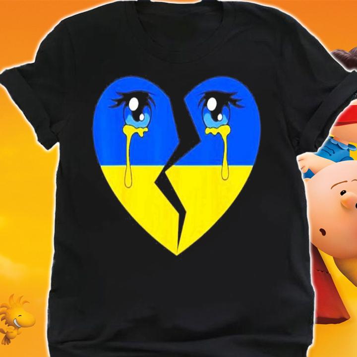 Ukraine flag crying tears for ukrainian heart shirt t-shirt shirt