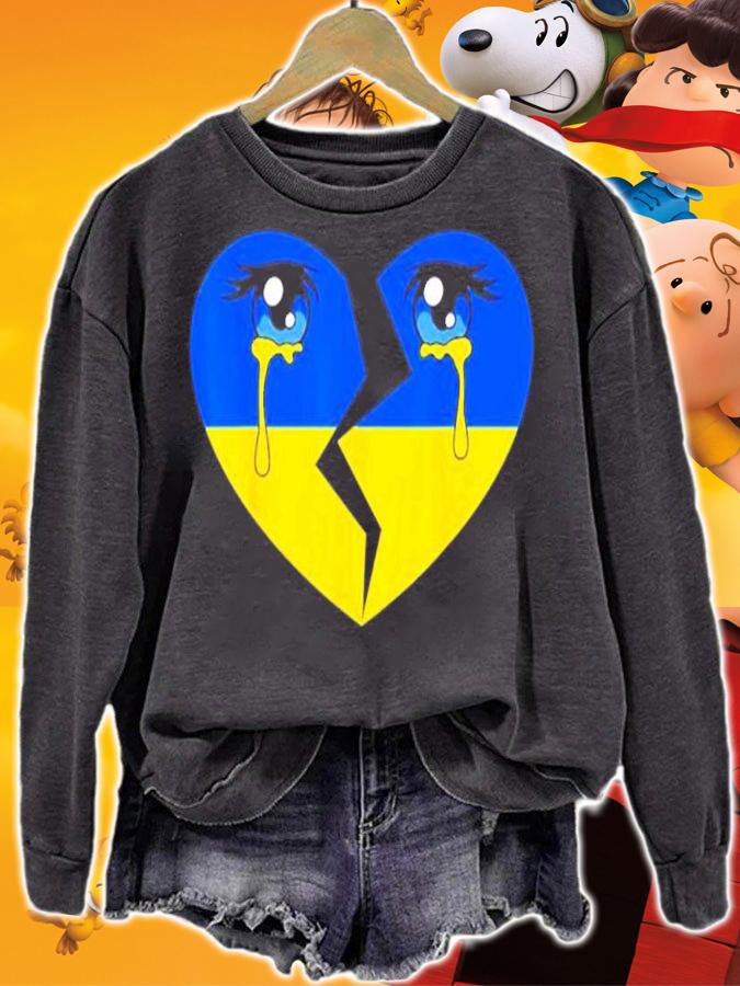 Ukraine flag crying tears for ukrainian heart shirt t-shirt sweatshirt
