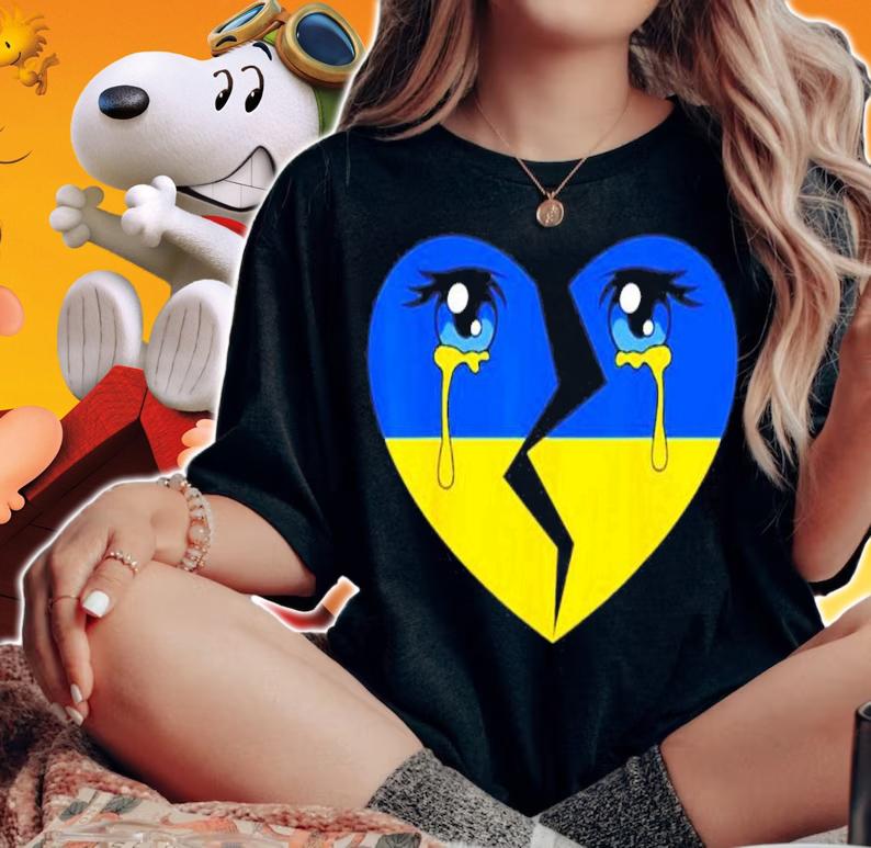 Ukraine flag crying tears for ukrainian heart shirt t-shirt woman shirt