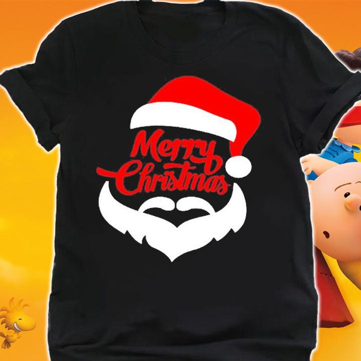 Merry Christmas  Santa Hat And Beard T-Shirt shirt