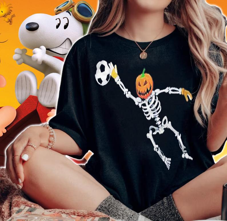 Skeleton Soccer Goalkeeper Halloween Pumpkin Goalie Shirt woman shirt