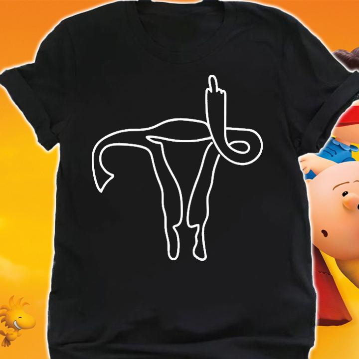 Uterus Middle Finger Customizable Add Own Phrase T-shirt