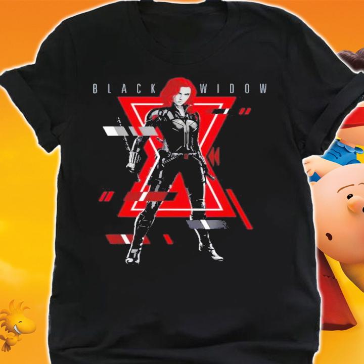 Marvel Black Widow Logo Glitch Portrait Shirt shirt
