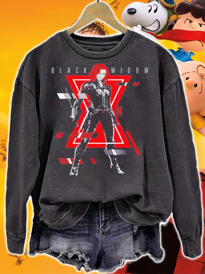 Marvel Black Widow Logo Glitch Portrait Shirt sweatshirt