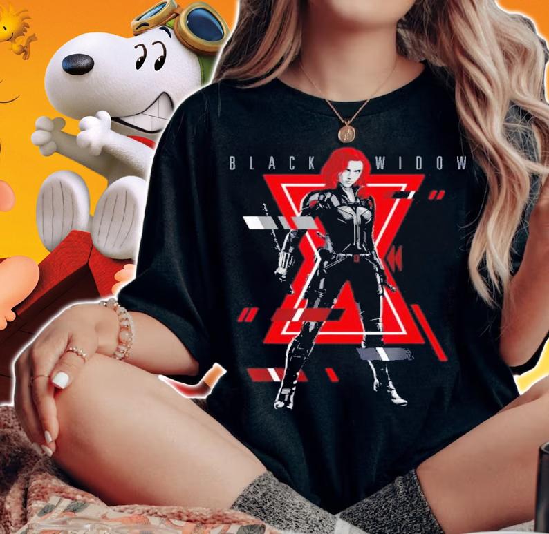 Marvel Black Widow Logo Glitch Portrait Shirt woman shirt