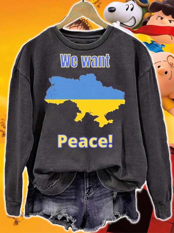 Ukraine War We Want Peace Ukraine Map T-shirt
