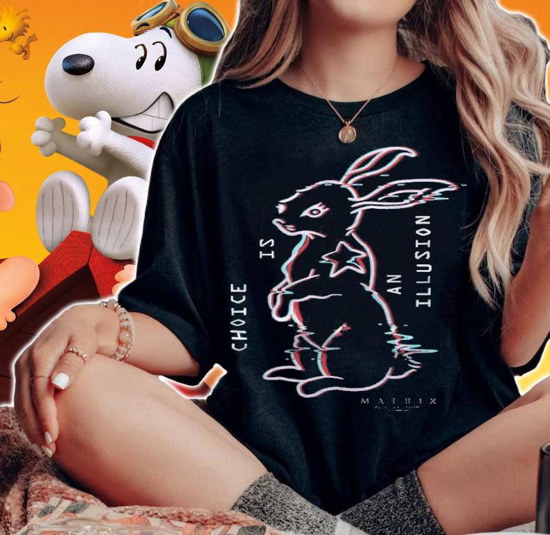 The Matrix Resurrections white Rabbit Illusion T-shirt woman shirt