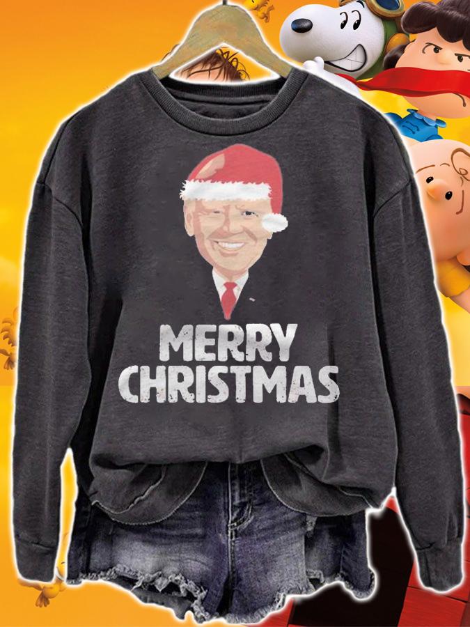 Joe Biden Santa Claus Hat Merry Christmas Funny T-Shirt
