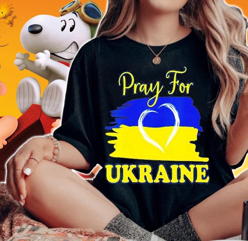 Women's Pray For Ukraine Ukrainian Flag Heart T-Shirt woman shirt