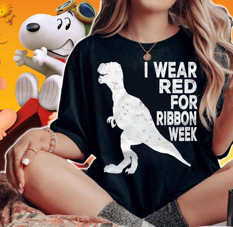 In October We Wear Red Ribbon Week Awareness Kids Boys Shirt