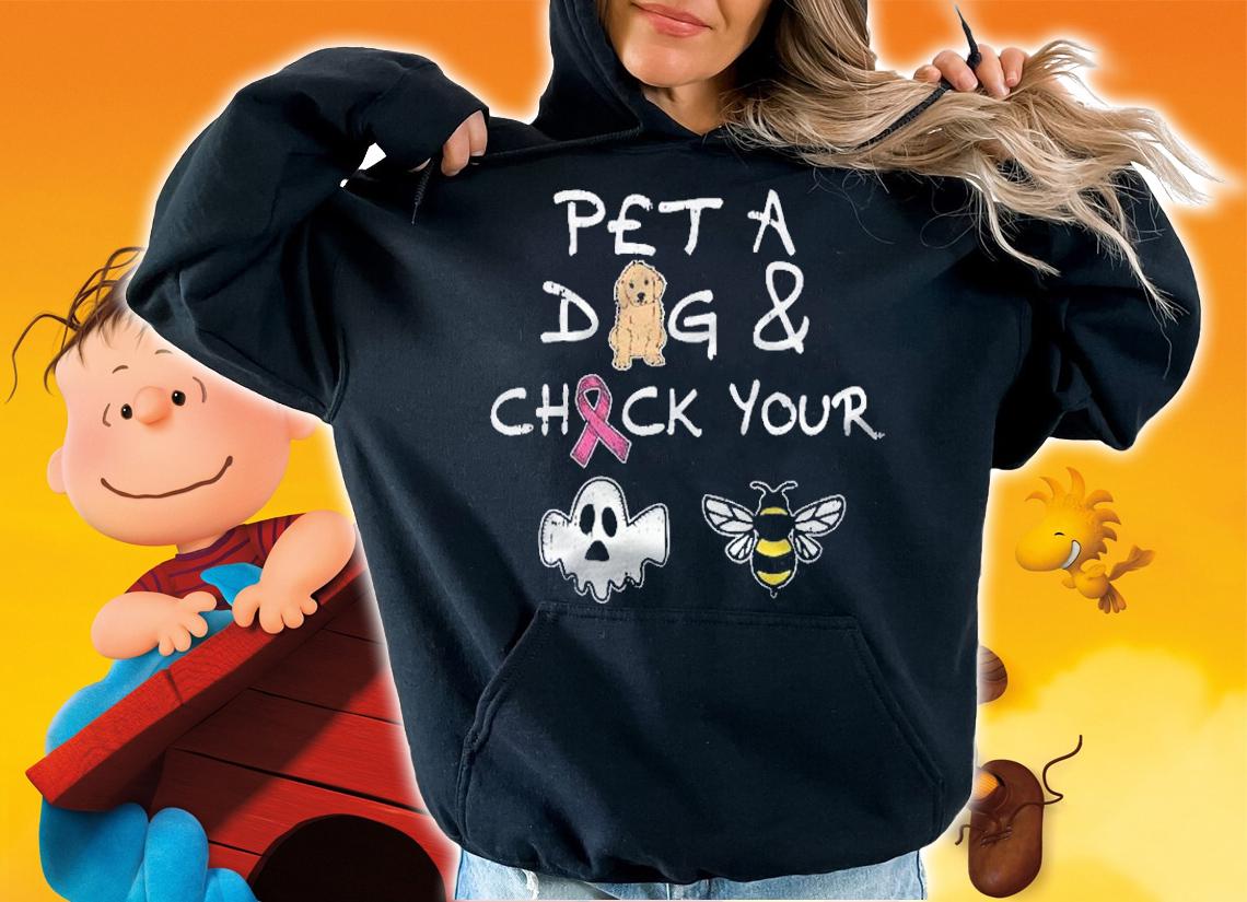 Pet A Dog Check Your Boo Bees Halloween Breast Cancer Gifts shirt