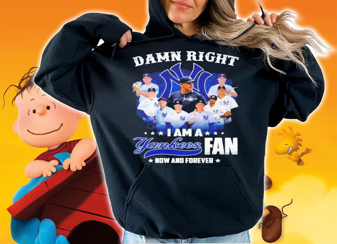 Damn Right I Am A New York Yankees Fan Now And Forever Signatures Shirt hoodie