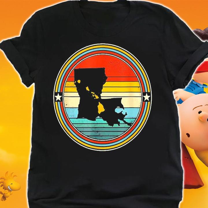 Louisiana Hawaii Roots Origine State Map Retro T-Shirt