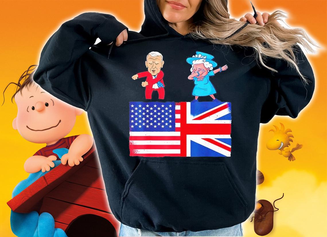 Queen II Dabbing Elizabeth British Flag And Joe Biden Flossing T-Shirt hoodie