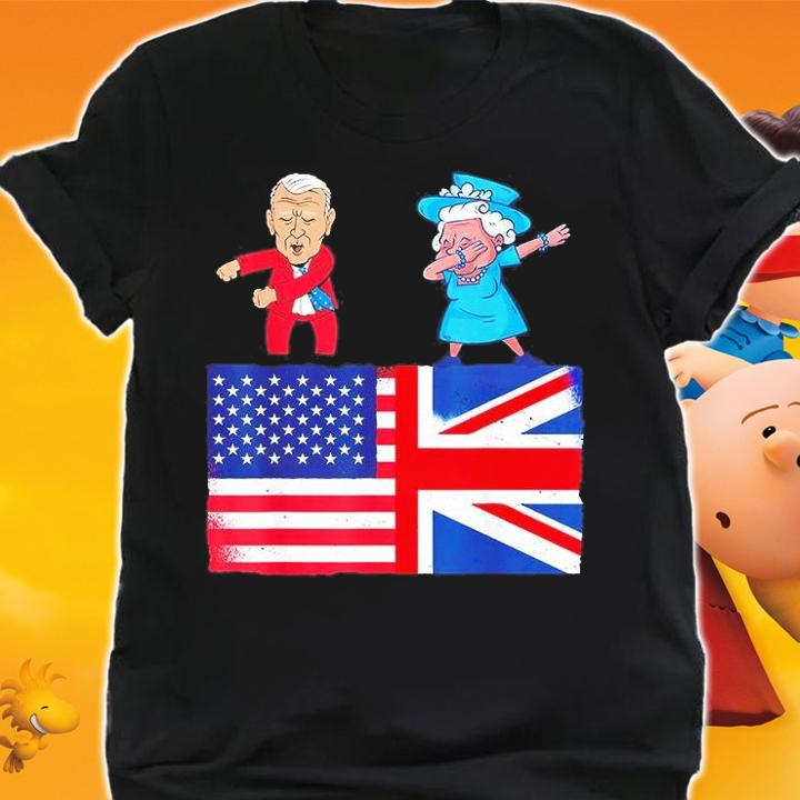 Queen II Dabbing Elizabeth British Flag And Joe Biden Flossing T-Shirt shirt
