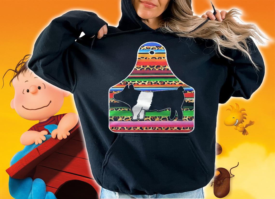Serape Cheetah Animal Tag Livestock Show Pig 4H Show Gift Pullover Shirt hoodie