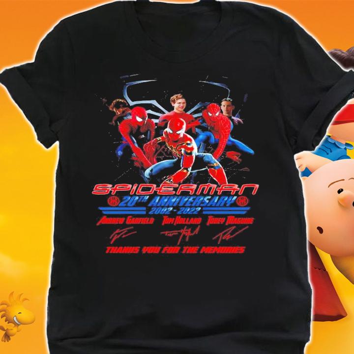 Spider-man 20th Anniversary 2002-2022 Signatures Thank You For The Memories Shirt