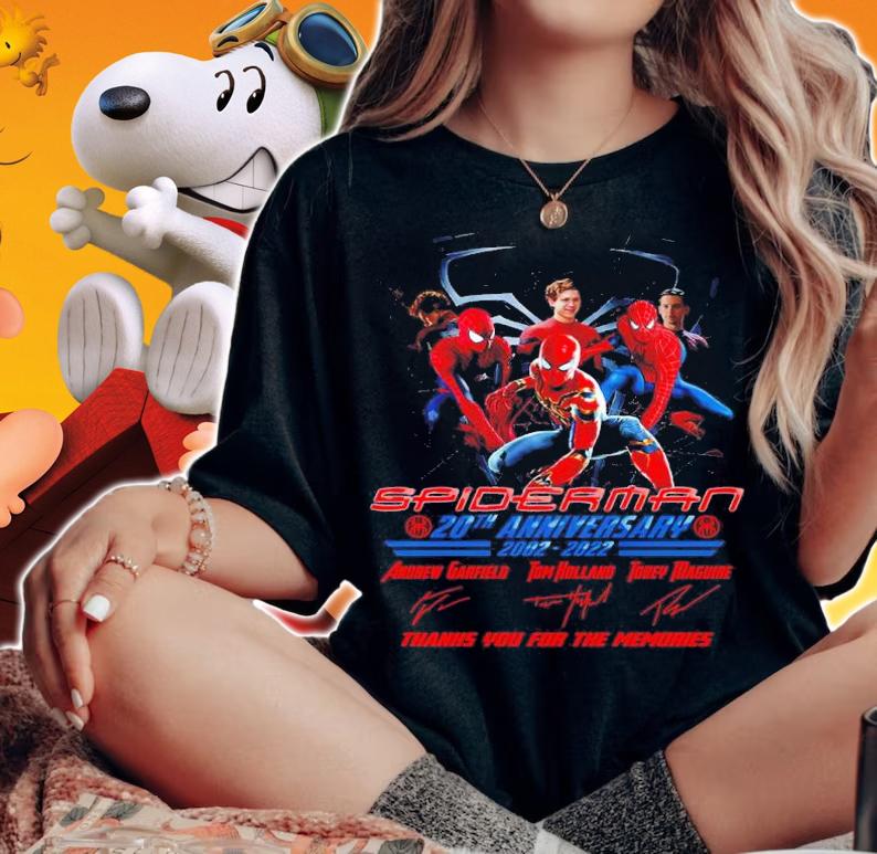 Spider-man 20th Anniversary 2002-2022 Signatures Thank You For The Memories Shirt