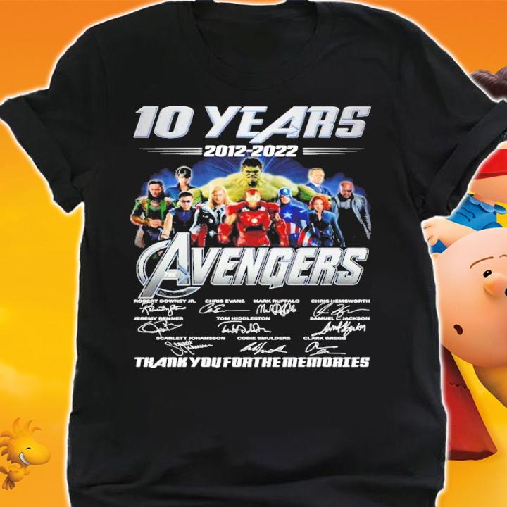 10 years 2012 2022 The Avengers all team signatures t-shirt shirt