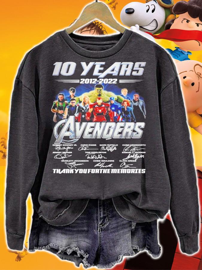 10 years 2012 2022 The Avengers all team signatures t-shirt sweatshirt