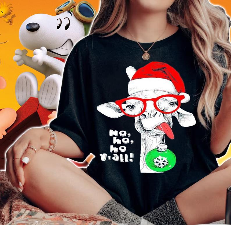 Giraffe ho ho ho Y'all Christmas shirt woman shirt