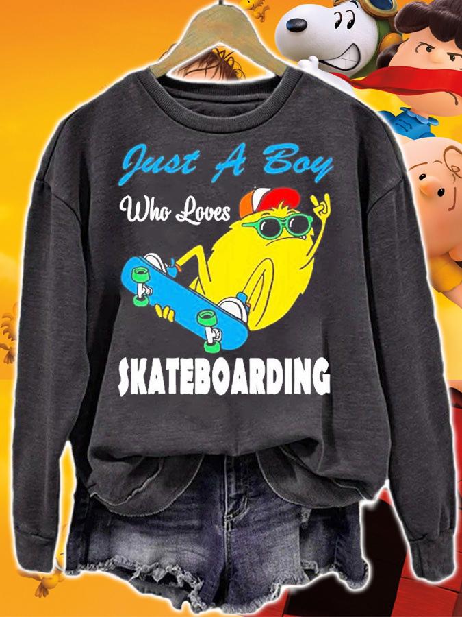 Kids Just A Boy Who Loves Skateboarding Funny Idea For Skateboard T-Shirt sweatshirt