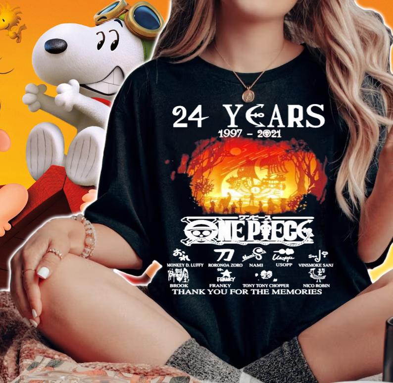 24 years 1997-2021 One Piece Signatures t-shirt