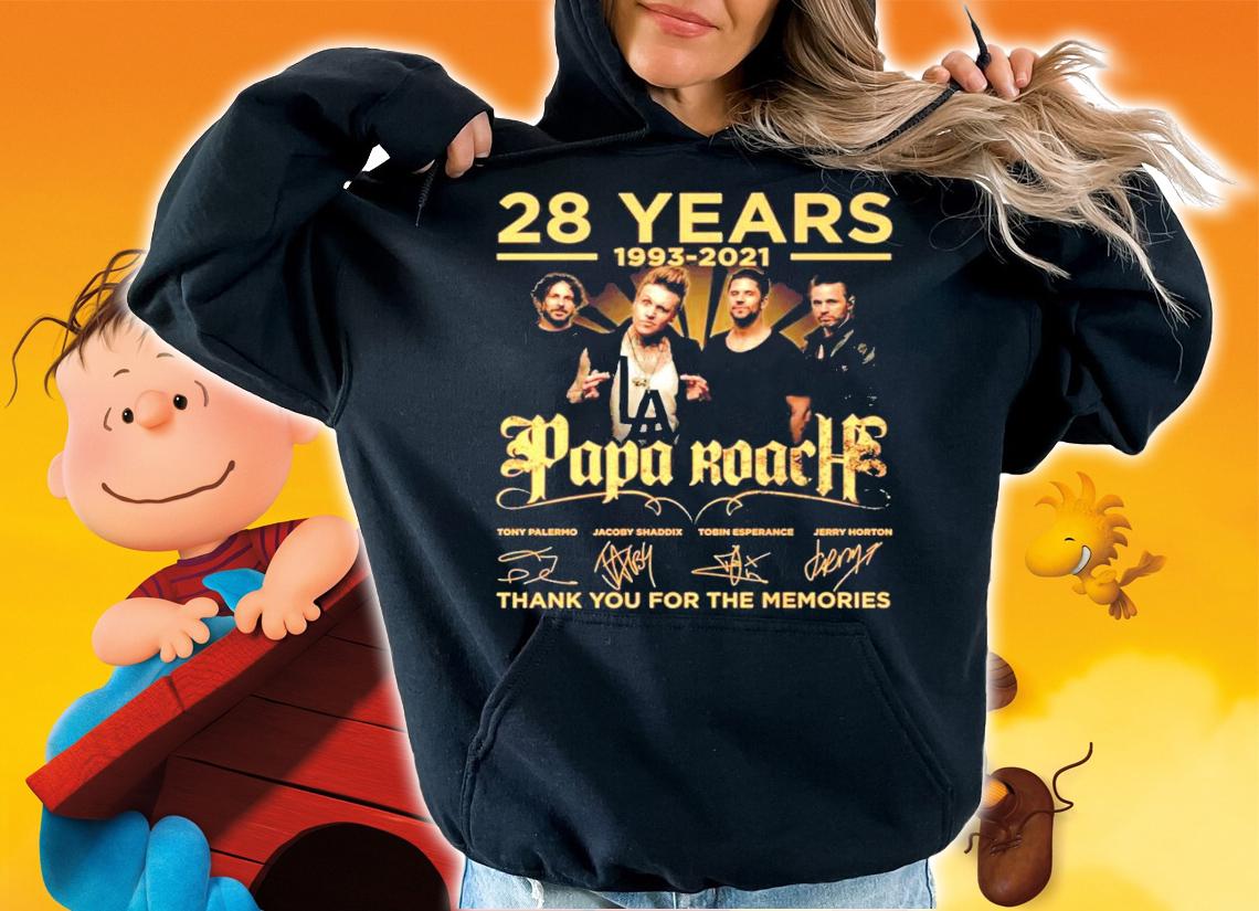 28 years 1993-2021 Papa Roach signatures t-shirt