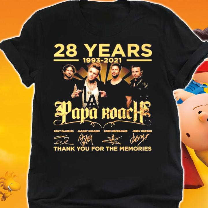 28 years 1993-2021 Papa Roach signatures t-shirt