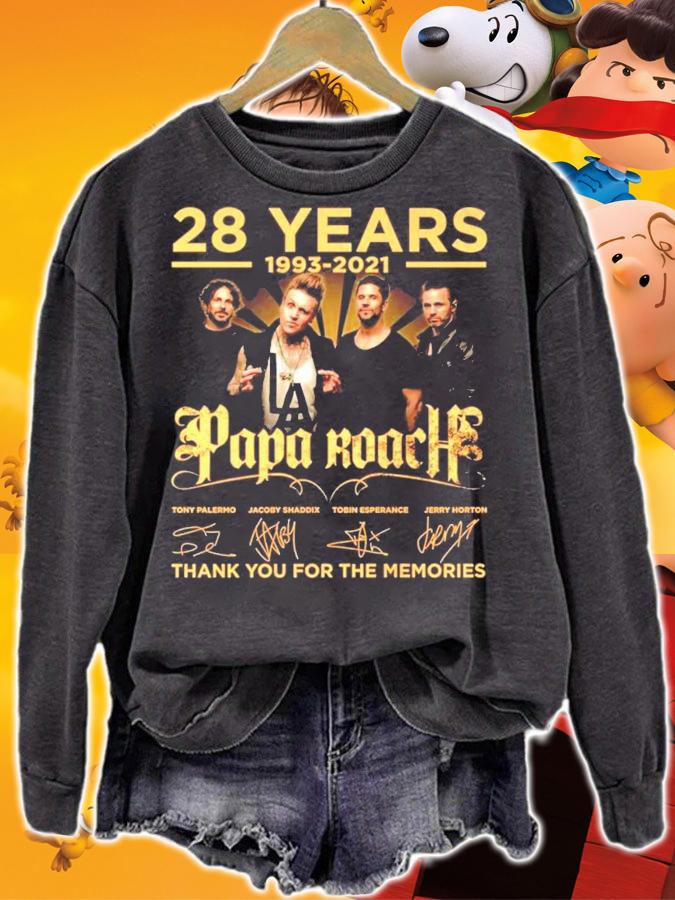 28 years 1993-2021 Papa Roach signatures t-shirt