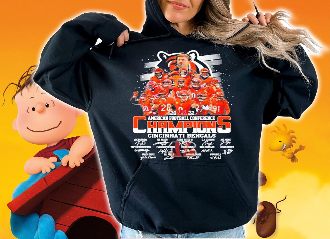 Cincinnati Bengals 2022 American Football Conference Champions Signatures Shirt hoodie