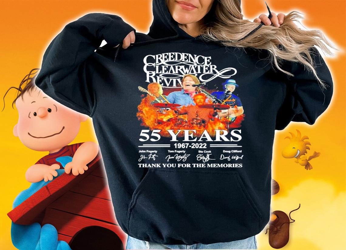 Creedence Clearwater Revival 55 Years 1967-2022 Signatures Thank You For The Memories Shirt
