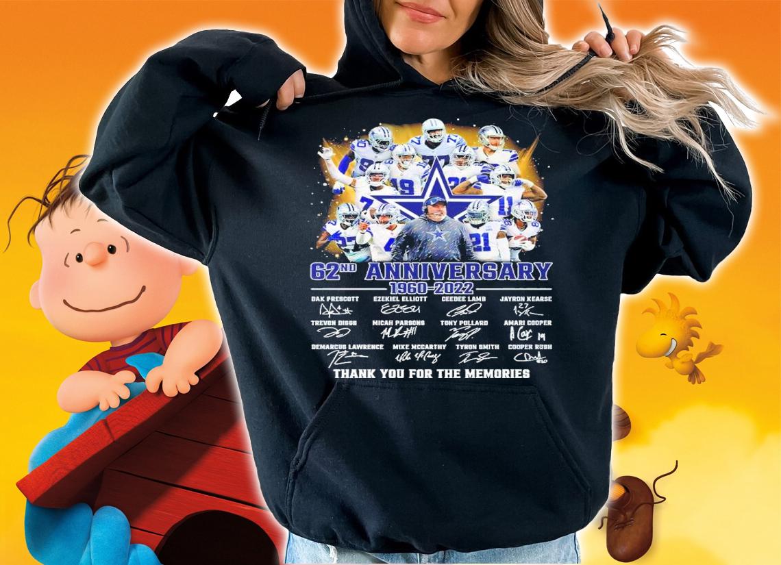 Dallas Cowboys 62nd Anniversary 1960-2022 Signatures Thank You For The Memories Shirt hoodie