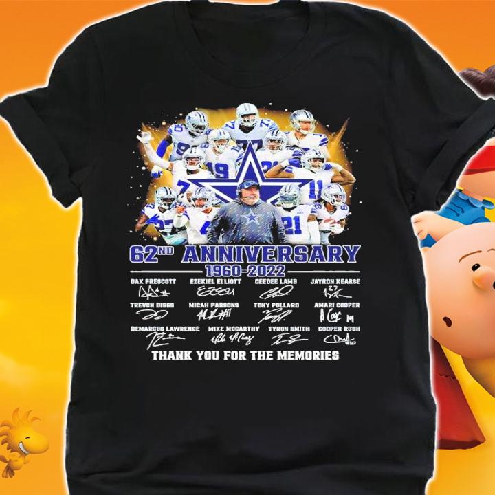 Dallas Cowboys 62nd Anniversary 1960-2022 Signatures Thank You For The Memories Shirt shirt