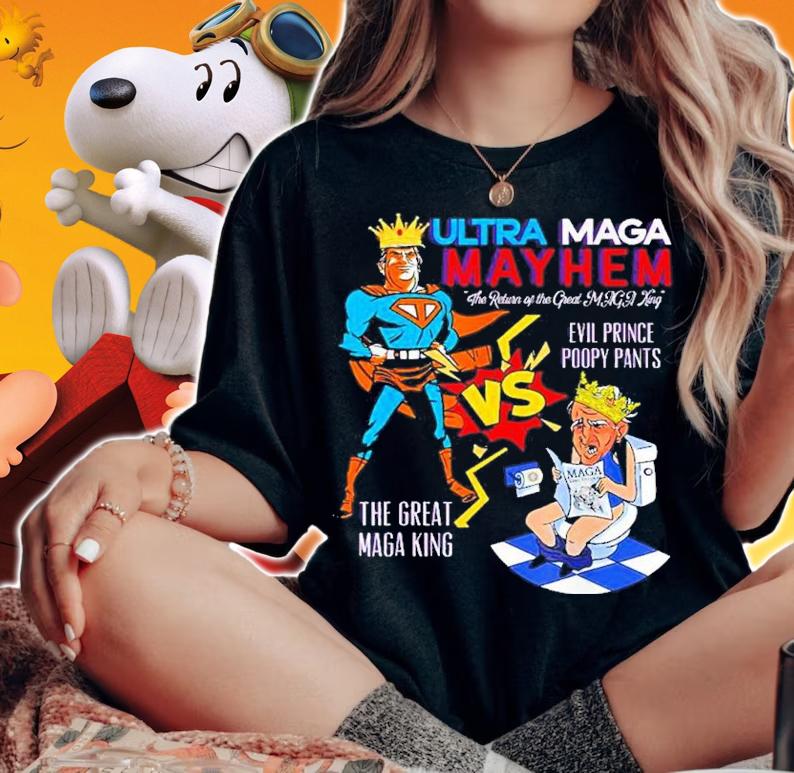 Donald Trump And Biden Ultra Maga Mayhem Great Maga King USA Shirt woman shirt